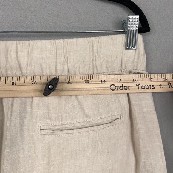 GAP Pants Womens 12 Beige Linen Wide Leg Culottes Cropped Pleated Minimal Resort - Picture 12 of 16